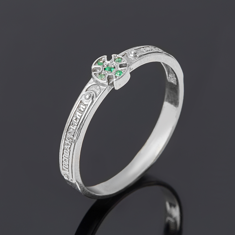 

Кольцо изумруд огранка (серебро 925 пр. родир. бел.) Спаси и сохрани размер 18,5