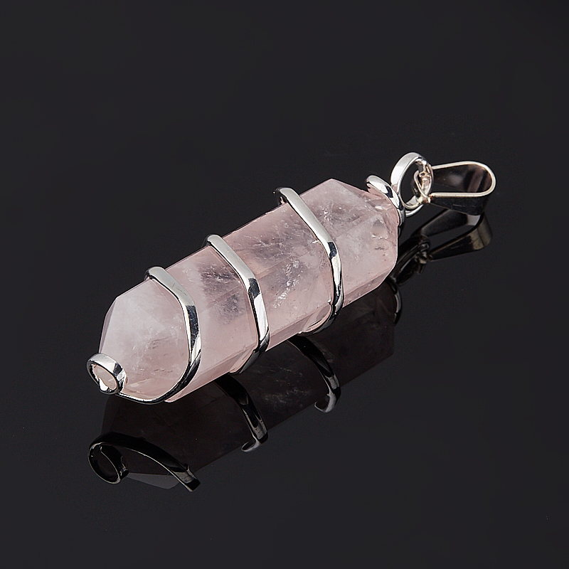 Кулон розовый кварц Намибия кристалл (биж. сплав) 4-6 см