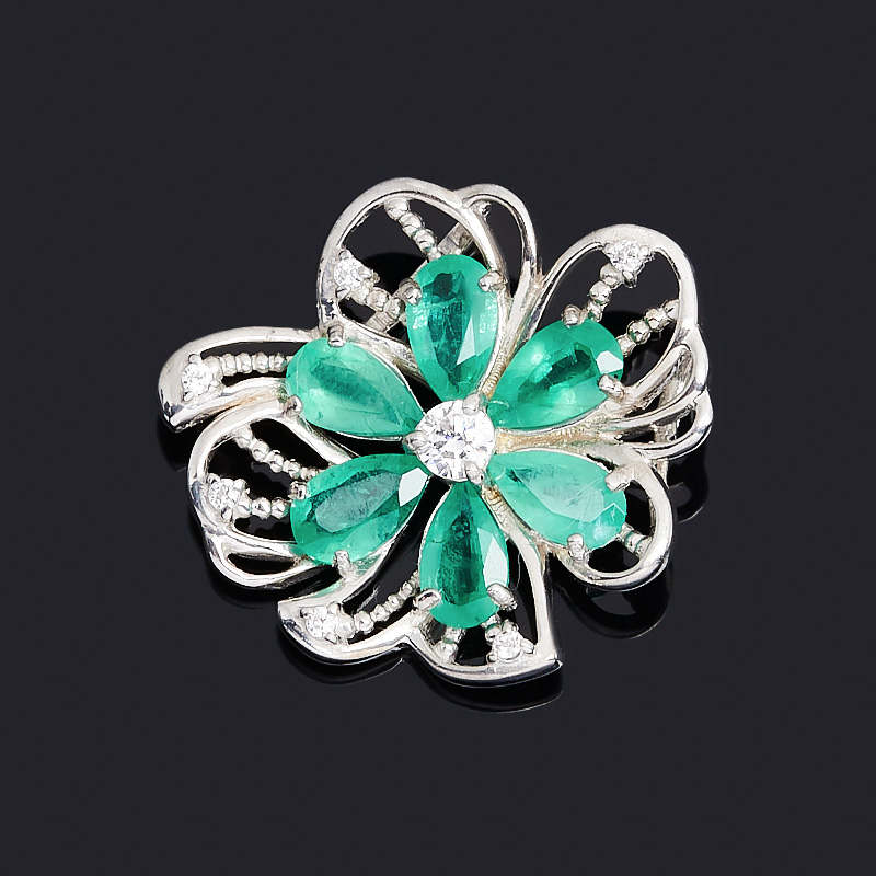 

Кулон изумруд (серебро 925 пр. родир. бел.) огранка