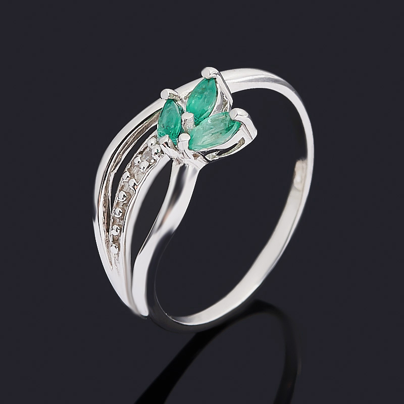 

Кольцо изумруд (серебро 925 пр. родир. бел.) огранка размер 17,5