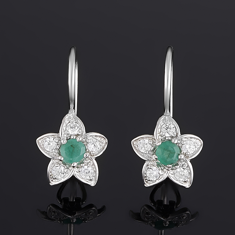 

Серьги изумруд (серебро 925 пр. родир. бел.) огранка