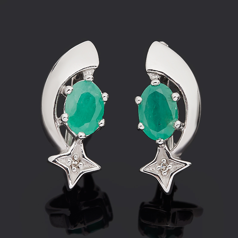 

Серьги изумруд (серебро 925 пр. родир. бел.) огранка