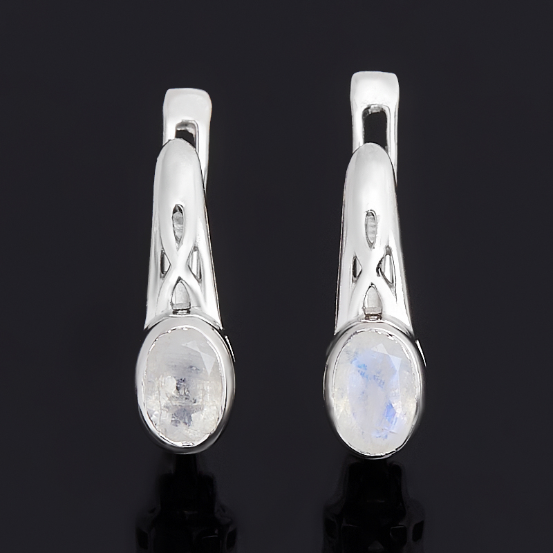 

Серьги лунный камень (адуляр) (серебро 925 пр. родир. бел.) огранка