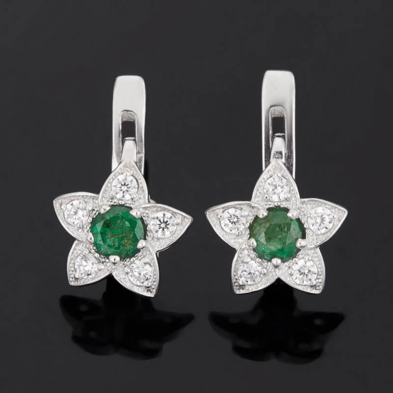 

Серьги изумруд (серебро 925 пр. родир. бел.) огранка