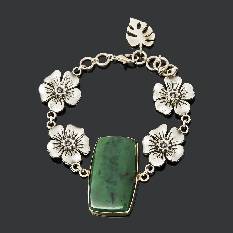 

Браслет нефрит зеленый (нейзильбер) 16 см (регулируемый)