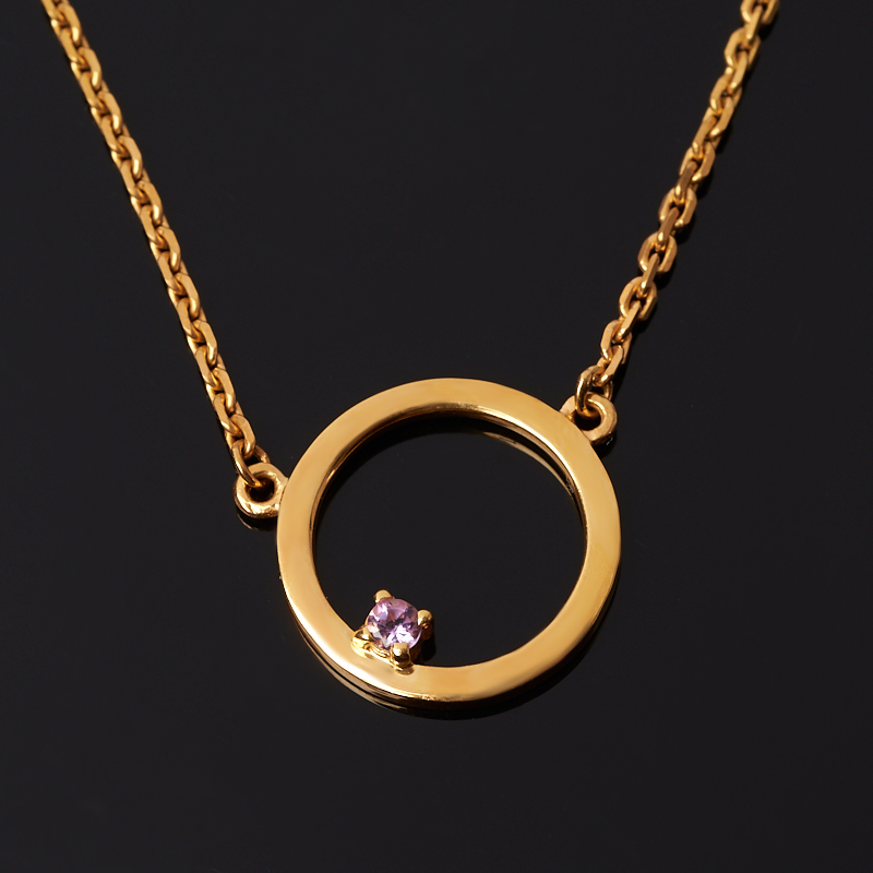 

Кулон аметист (серебро 925 пр. позолота) круг огранка