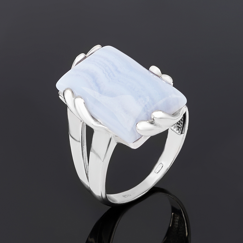 

Кольцо агат голубой (серебро 925 пр. родир. бел.) размер 19