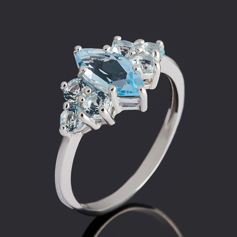 

Кольцо топаз голубой (серебро 925 пр. родир. бел.) огранка размер 17,5