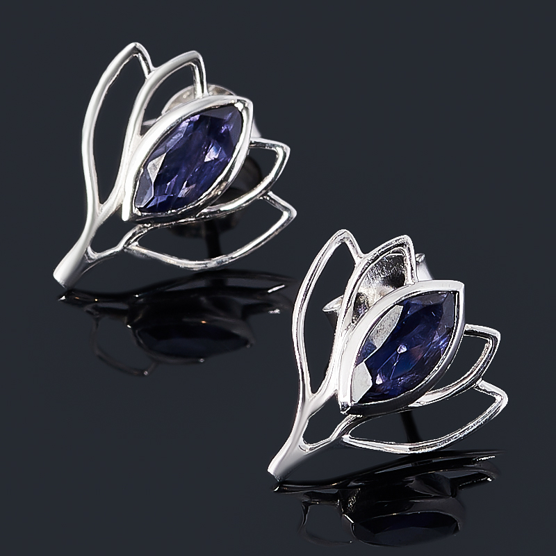 

Серьги иолит (кордиерит) (серебро 925 пр.) пуссеты огранка