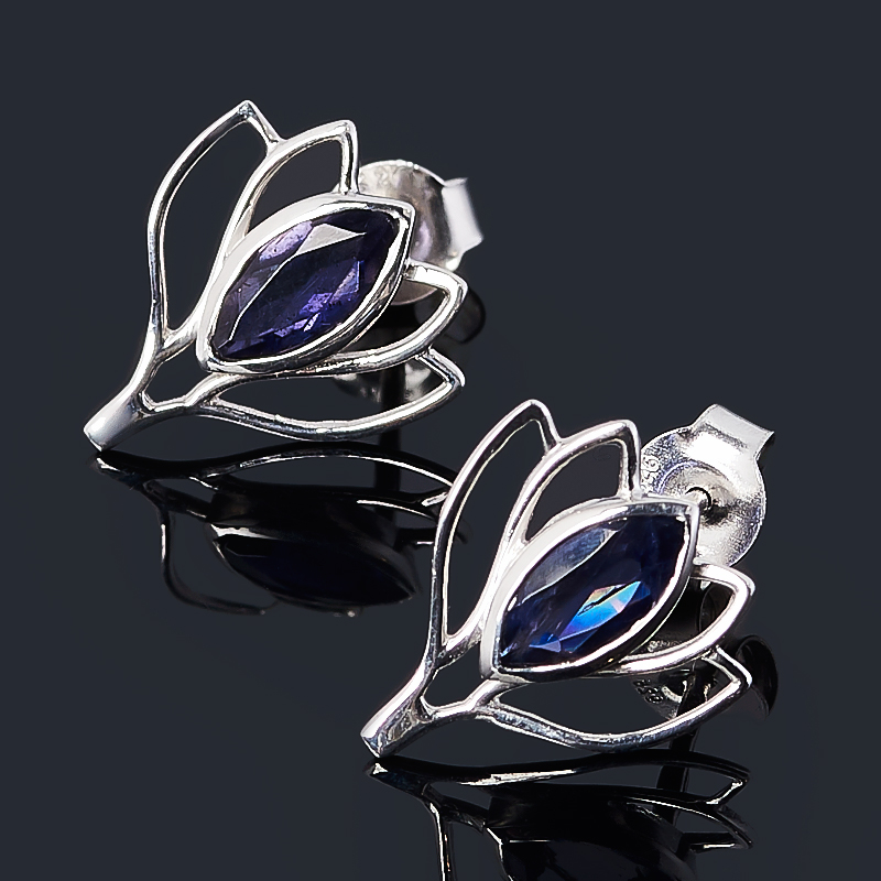 

Серьги иолит (кордиерит) (серебро 925 пр.) пуссеты огранка
