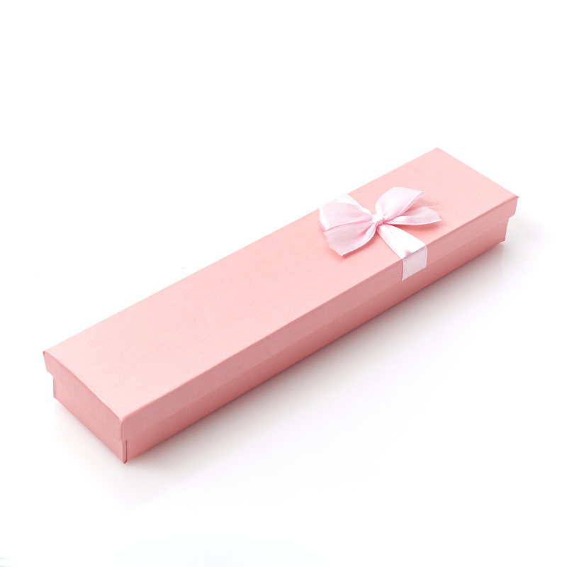 Подарочная упаковка (картон, текстиль) под браслет/бусы/цепь (футляр) (розовый) 200х45х25 мм