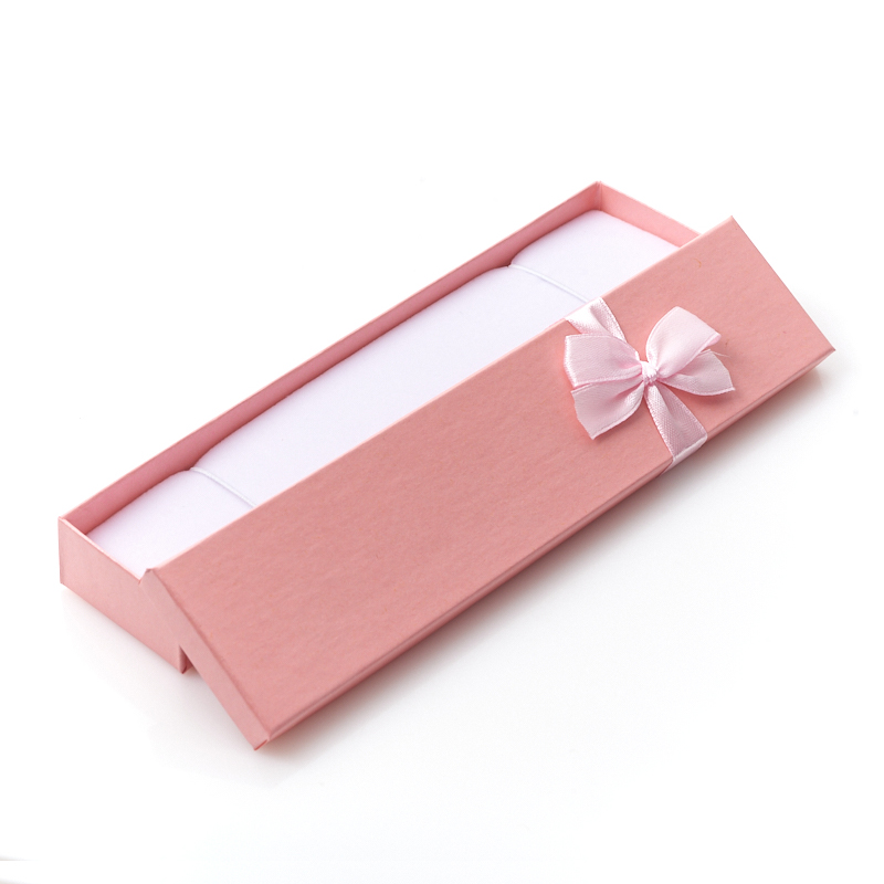 Подарочная упаковка (картон, текстиль) под браслет/бусы/цепь (футляр) (розовый) 200х45х25 мм