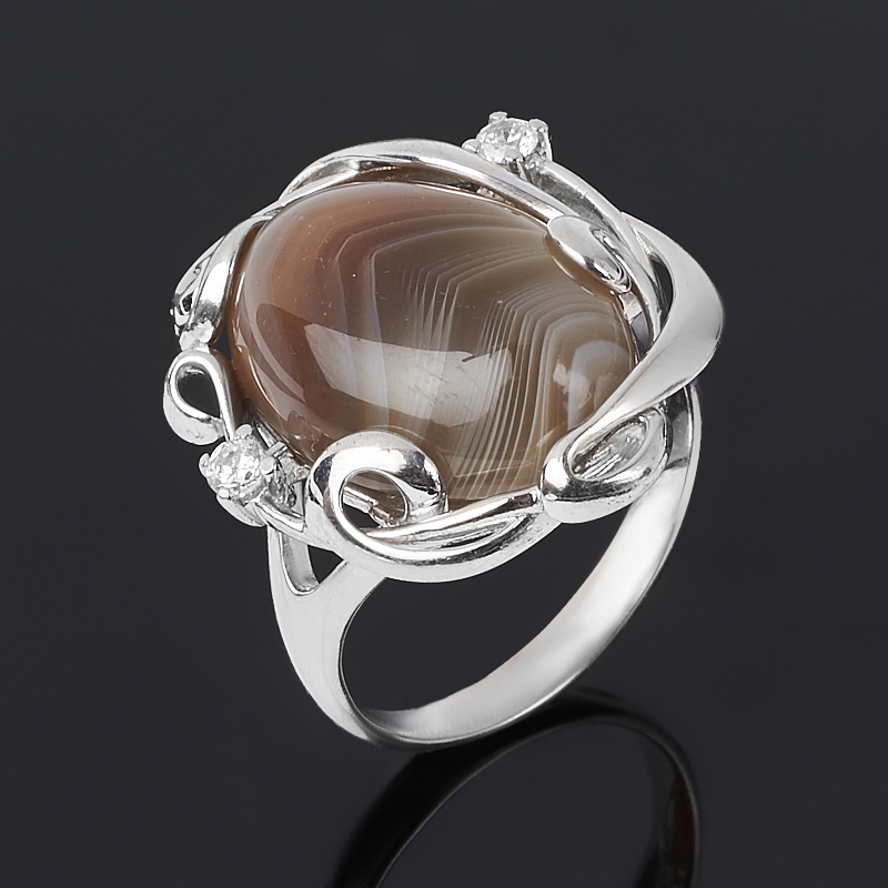 

Кольцо агат серый (серебро 925 пр. родир. бел.) размер 17,5