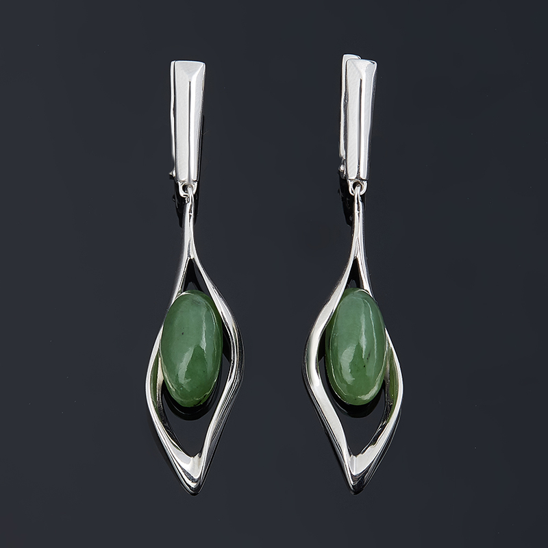 

Серьги нефрит зеленый (серебро 925 пр. родир. бел.)