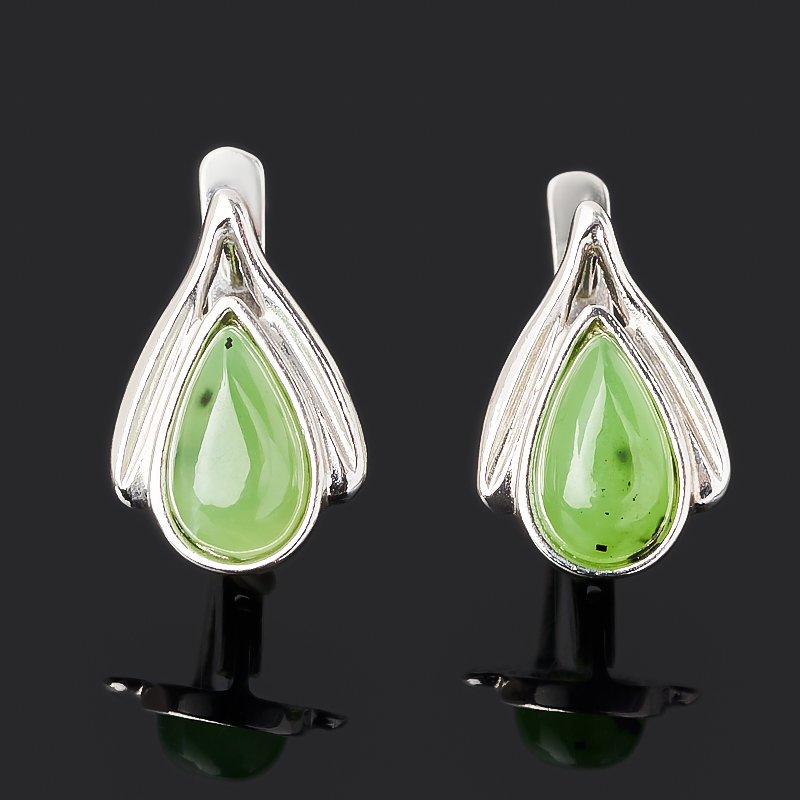 

Серьги нефрит зеленый (серебро 925 пр. родир. бел.)