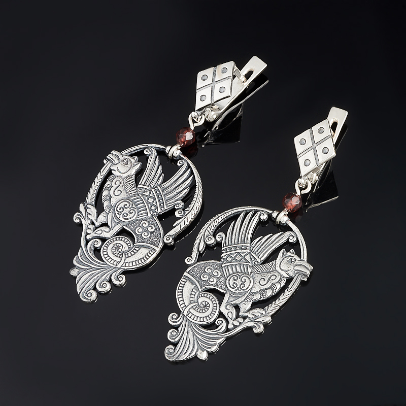 

Серьги гранат альмандин (серебро 925 пр. оксидир.) огранка