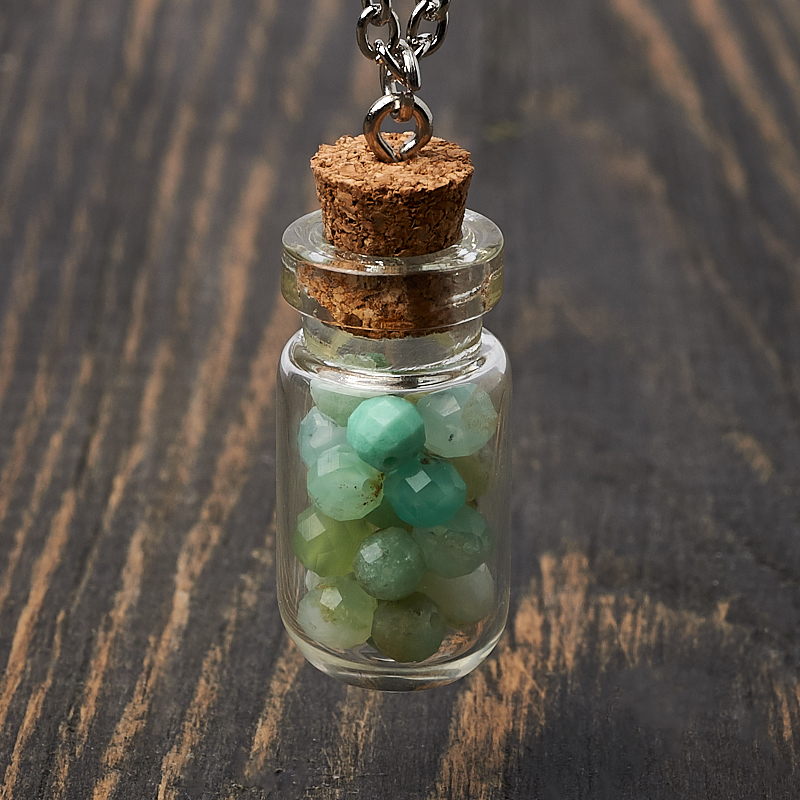 

Кулон хризопраз (биж. сплав) бутылочка огранка 3,5 см