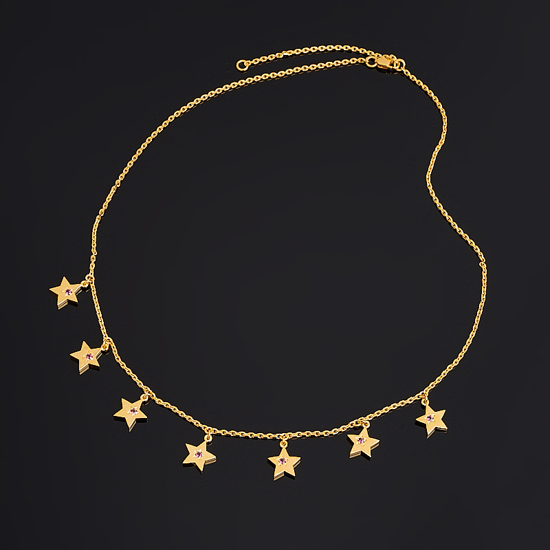 

Бусы гранат родолит (серебро 925 пр. позолота) (колье) огранка 2 мм 40 см (+4 см)