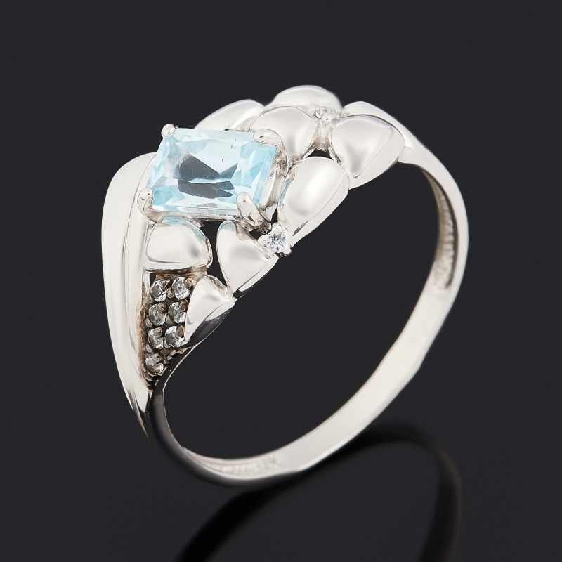 

Кольцо топаз голубой (серебро 925 пр. родир. бел., родир. черн.) огранка размер 17,5