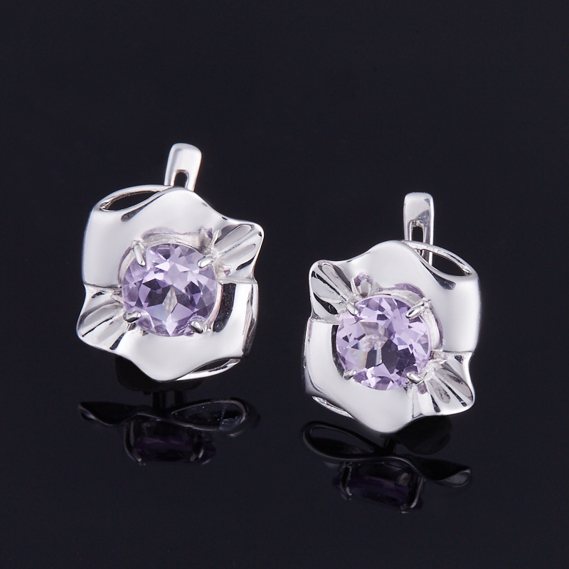 

Серьги аметист (серебро 925 пр. родир. бел.) огранка