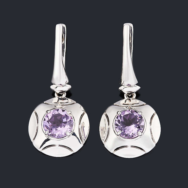 

Серьги аметист (серебро 925 пр. родир. бел.) огранка