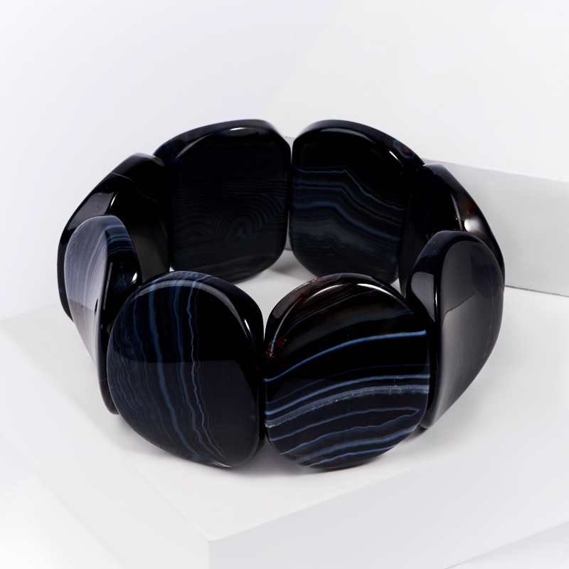 

Браслет агат черный 20 см