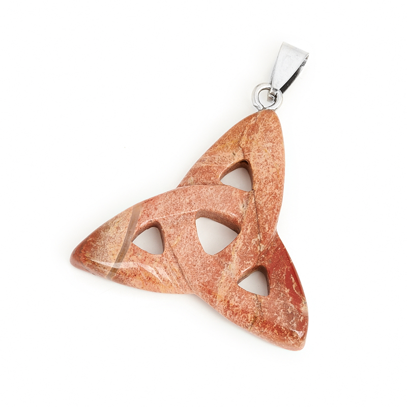 Кулон яшма красная ЮАР (биж. сплав) трикветр 4,5-5 см