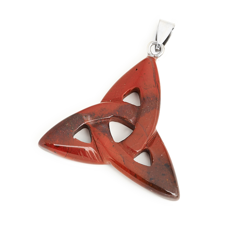 Кулон яшма красная ЮАР (биж. сплав) трикветр 4,5-5 см