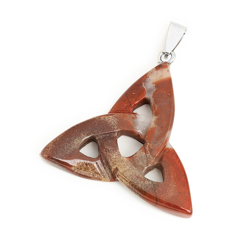 Кулон яшма красная ЮАР (биж. сплав) трикветр 4,5-5 см