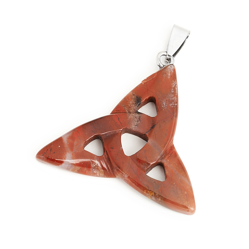 Кулон яшма красная ЮАР (биж. сплав) трикветр 4,5-5 см