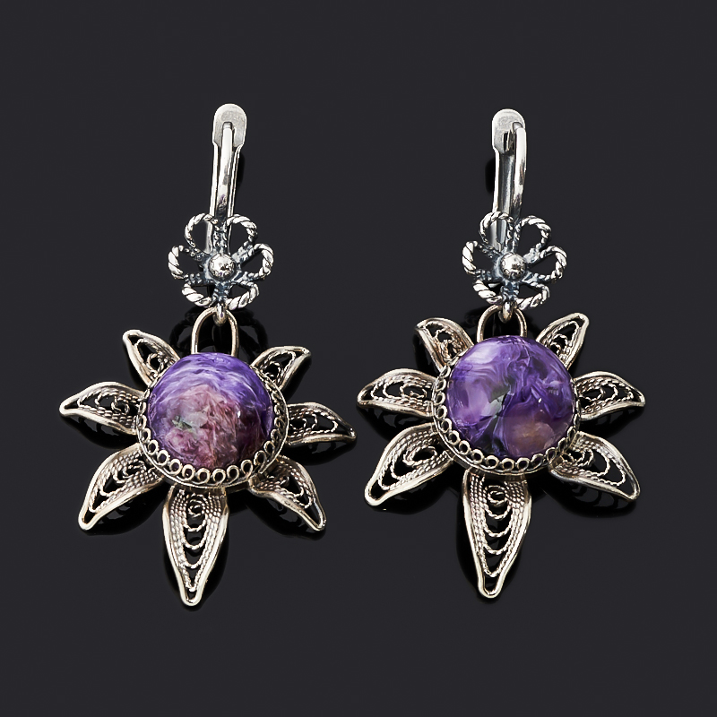 

Серьги чароит (нейзильбер)