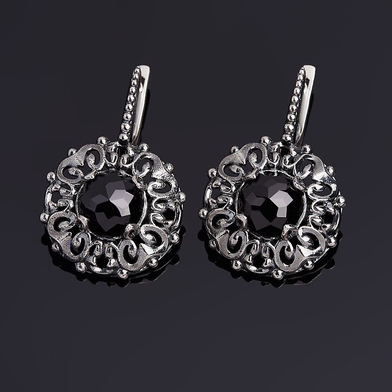 

Серьги агат черный (серебро 925 пр. оксидир.) огранка