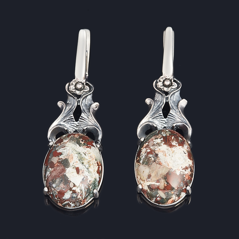 

Серьги яшма уральская (серебро 925 пр. оксидир.)