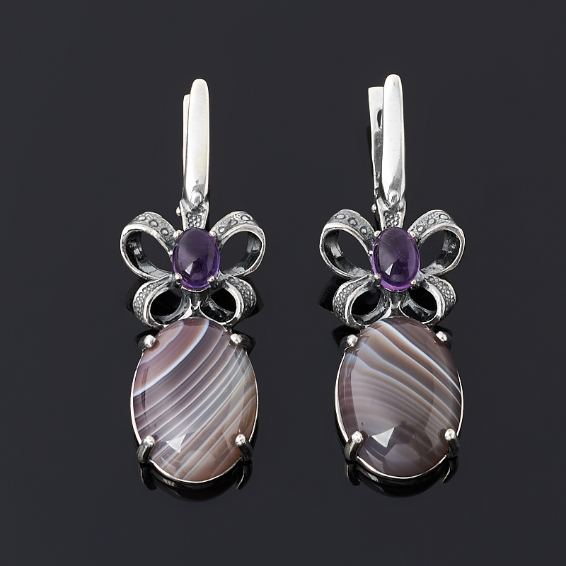 

Серьги микс агат, аметист (серебро 925 пр. оксидир.)