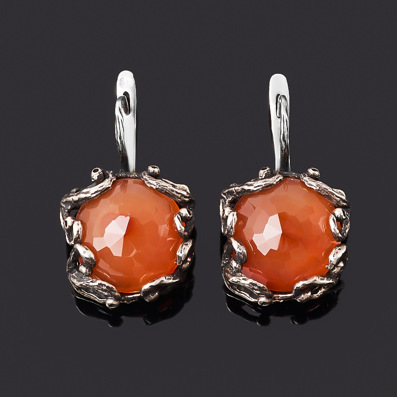 

Серьги сердолик (серебро 925 пр. оксидир.) огранка