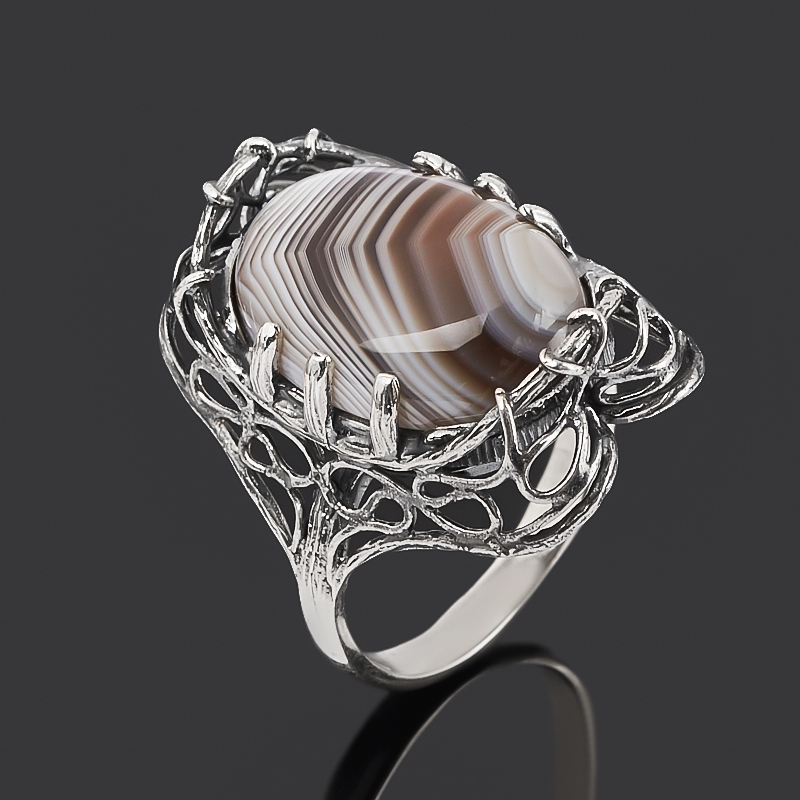 

Кольцо агат серый (серебро 925 пр. оксидир.) размер 18,5