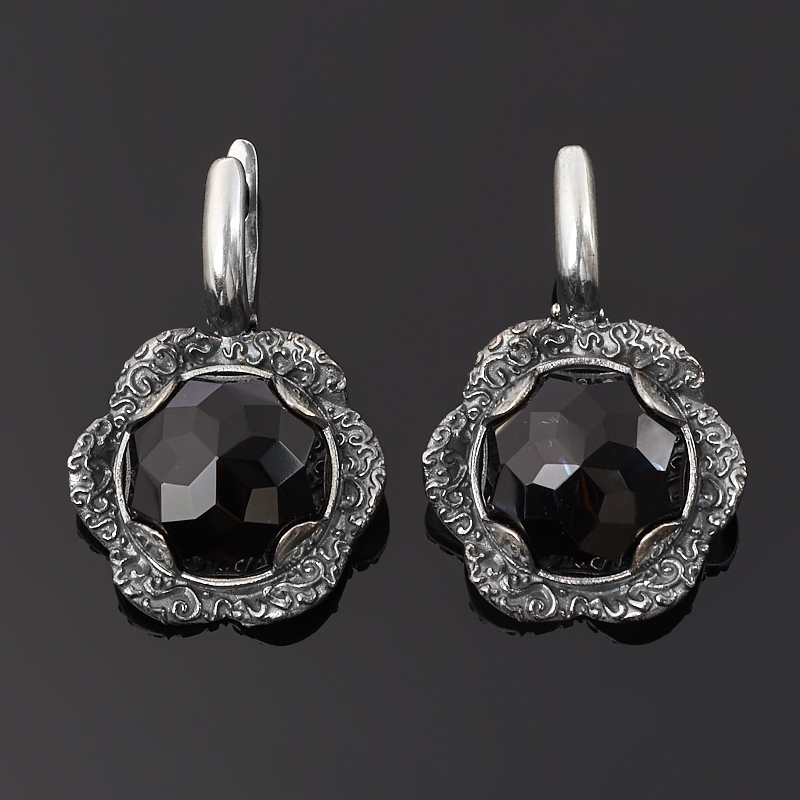 

Серьги агат черный (серебро 925 пр. оксидир.) огранка