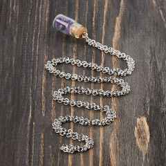 Кулон аметист Бразилия (биж. сплав, стекло) бутылочка огранка 2,5 см