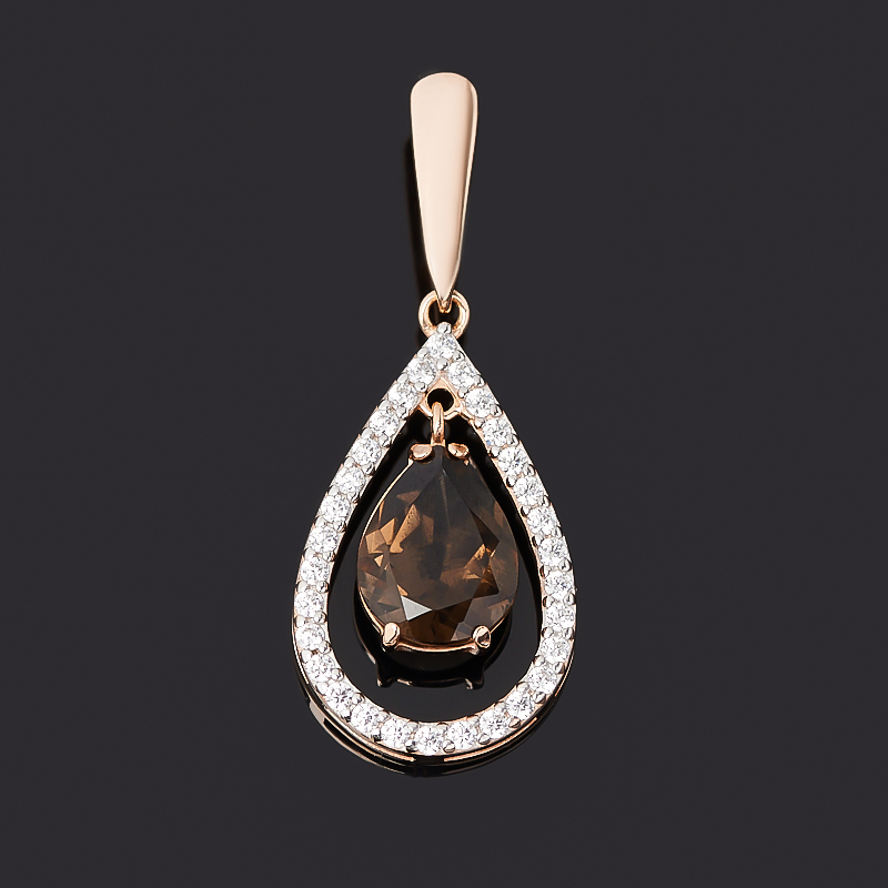 

Кулон раухтопаз (серебро 925 пр. позолота) капля огранка