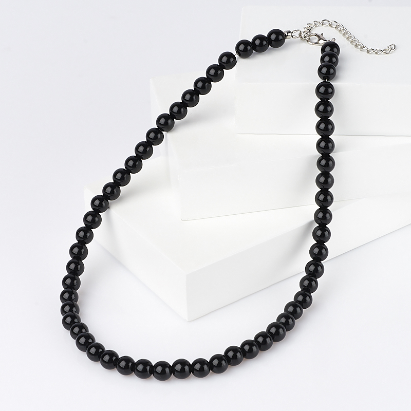 

Бусы агат черный (биж. сплав) 8 мм 44 см (+7 см)