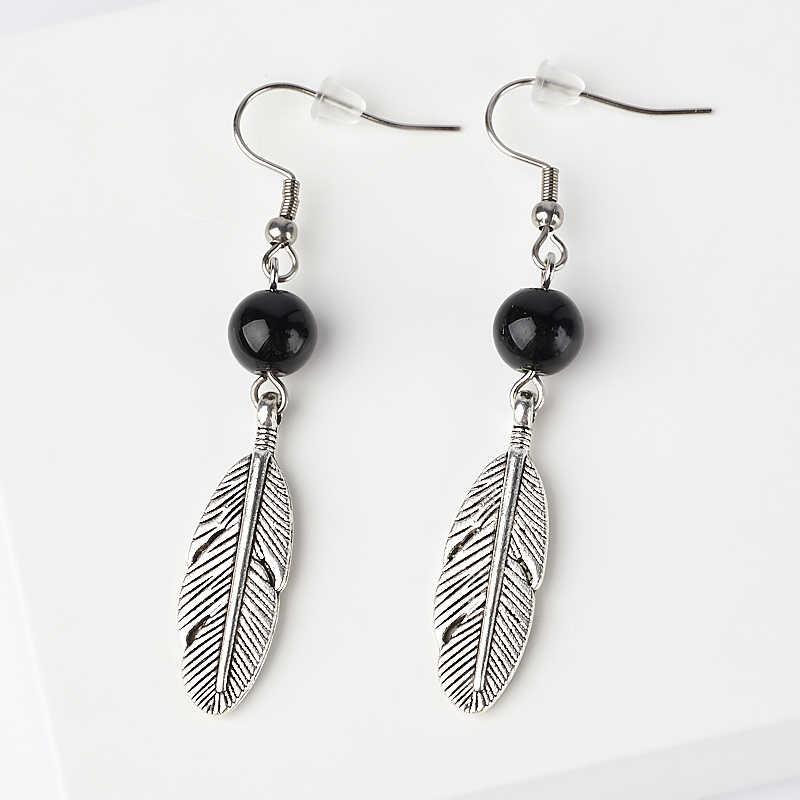 

Серьги агат черный (биж. сплав, сталь хир.)