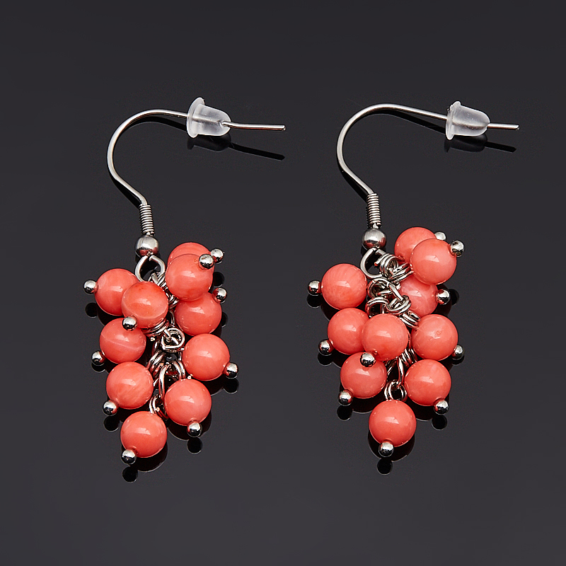 

Серьги коралл розовый (биж. сплав, сталь хир.)