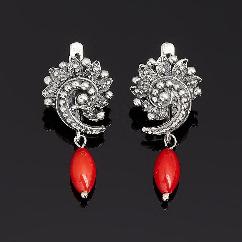 

Серьги коралл красный (серебро 925 пр. оксидир.)