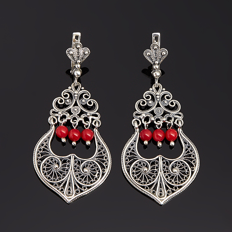 

Серьги коралл красный (серебро 925 пр. оксидир.)