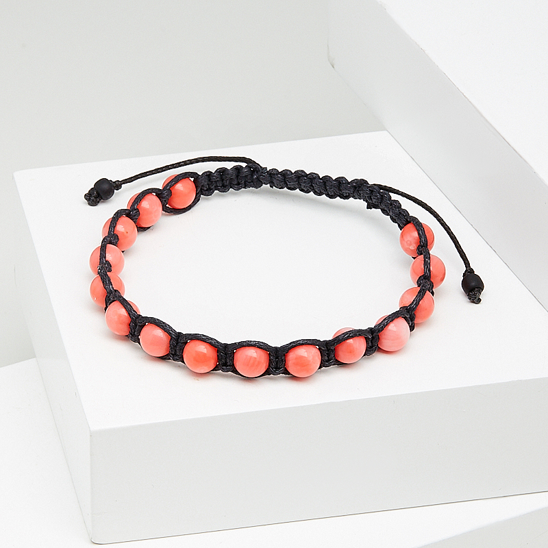 

Браслет коралл розовый (текстиль) шамбала 6 мм 16 см