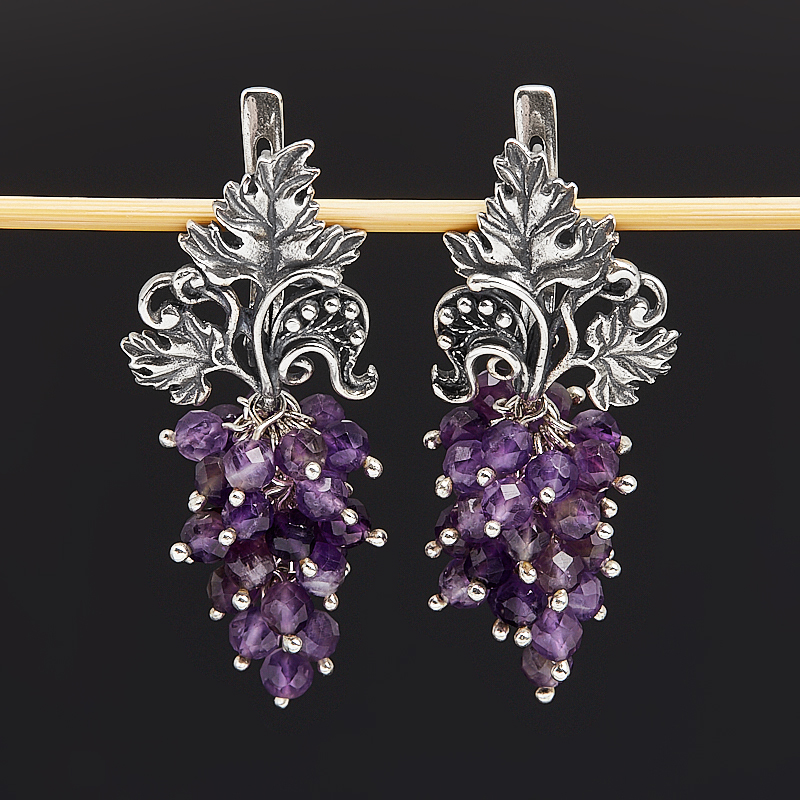 

Серьги аметист (серебро 925 пр. оксидир.) огранка
