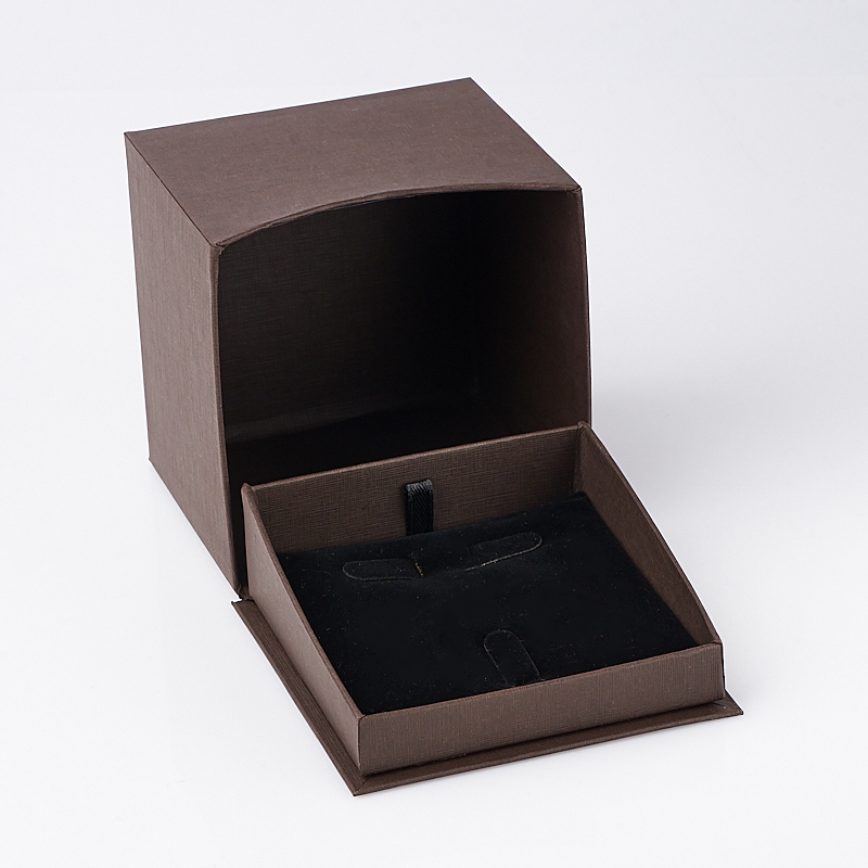 Подарочная упаковка (картон) под комплект (кольцо, серьги) (коробка) (коричневый) 85х85х78 мм
