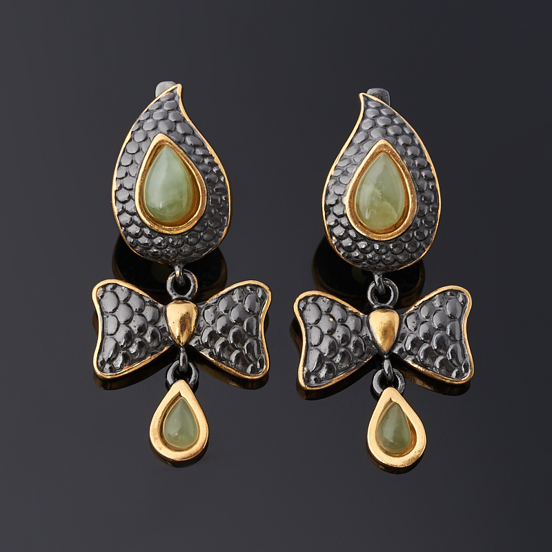 

Серьги нефрит зеленый (серебро 925 пр. позолота, родир. черн.)