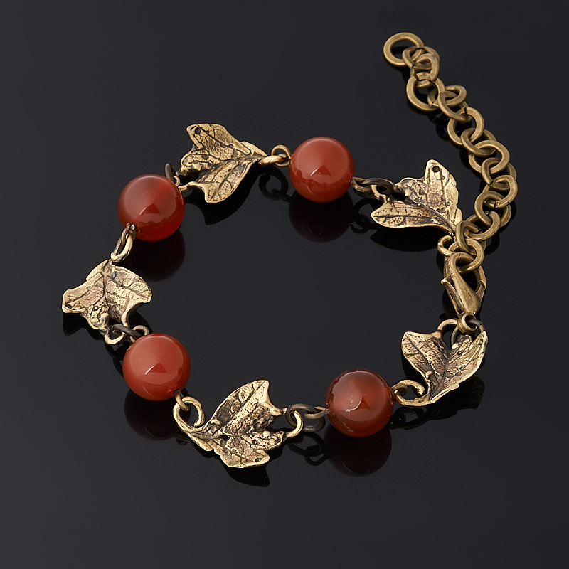 

Браслет сердолик (бронза) 10 мм 16 см (+7 см)