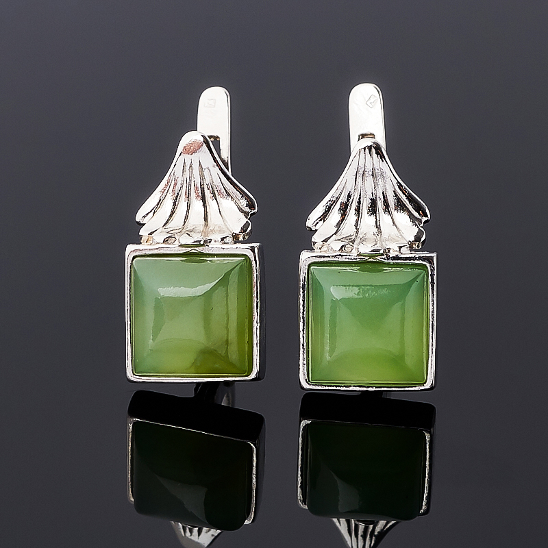

Серьги нефрит зеленый (серебро 925 пр. родир. бел.)